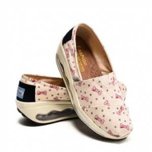 Pattern Cute Canvas Color Match Slip On Platform Shake Shoes discountshub
