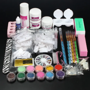 Professional Glitter Acrylic Powder Brush Tweezer Primer Nail Art Tips Set discountshub