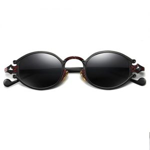 Retro Metal Oval Smoke Sunglasses - Black discountshub