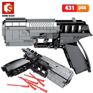 SEMBO 431pcs City Military Police Pistol Gun Building Blocks Technic The Signal Gun Assembly Bricks sets Toys for Boys discountshub