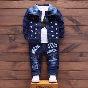 Spring 3PCS/Set Boys Denim Suit Jacket+T Shirt+Jeans Pant discountshub