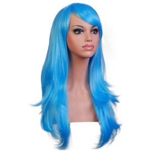Sexy Long Women Fashion Synthetic Wavy Cosplay Party Full Wigs Sky Blue discountshub