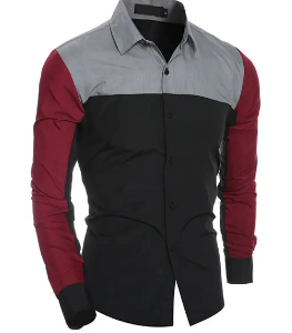 Stitching Printing Personality Fashion Slim Casual Designer Shirts for Men discountshub