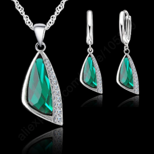 Trendy Jewelry Sets 925 Sterling Silver Cubic Zirconia Fashion Jewelry Necklace Pendant Earrings Free Shipping discountshub