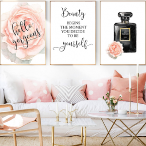 Wall Art Painting Print Unframed Canvas Posters And Prints Nordic Rose Flowers Perfume Quote Wall Prints Home Decor discountshub