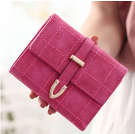 Women 3 Fold Wallet Short PU Leather Wallet Coins Bag discountshub