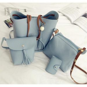 Women's Bag Four-piece Mom Bag Bucket Bag Shoulder Blue discountshub