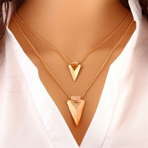 Women's Two-layer Metal Pendant Chain Necklace discountshub