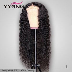 YYong 5x5 6x6 Brazilian Deep Wave Lace Closure Wigs Pre Plucked Hairline With Baby Hair Remy 100% Human Hair Wig 150% Density discountshub