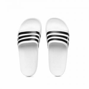 adidas Men's Duramo Solar Soft Slide White With Black Stripes discountshub