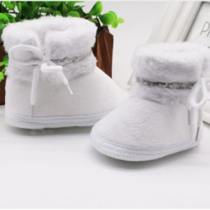 Newborn Baby Girls Cashmere Plush Patchwork Winter Boots Infant Girl Bandage Fashion Warm Shoes Toddler Girls Cute Snow Boots discountshub