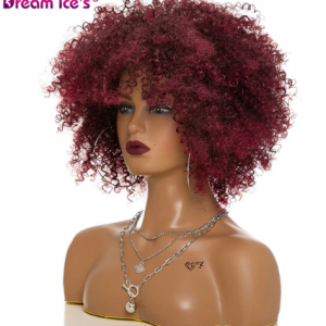 15.5 inch Afro Kinky Curly Wigs for Women High temperature synthetic wigs Medium long hair discountshub