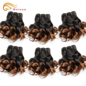 6 Pcs/Lot Curly Hair Bundles 8 Inch Ombre Brazilian Hair Weave Bundles Color 1B/2/4/30/33/99J Human Hair Extension Remy discountshub