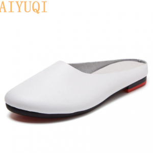 AIYUQI Women Slippers 2020 Spring New Genuine Leather Women Shoes big Size 41 42 43 Flat Casual Summer Half Slippers Women discountshub