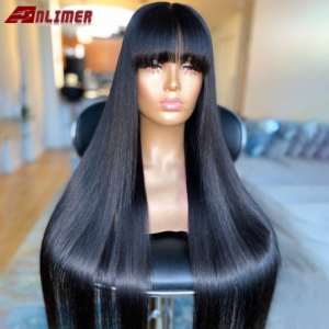 Anlimer 13x4 13x6 360 Lace Frontal Wig Straight Human Hair Wigs With Bangs 150% Remy Brazilian Lace Front Wigs With Full Bangs discountshub