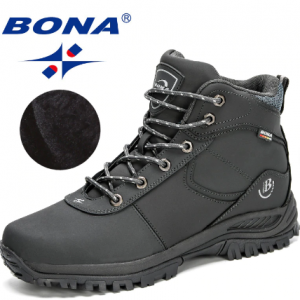 BONA 2020 New Arrival Nubuck Leather Shoes Winter Boots Men Warm Sneakers Outdoor Anti-Slip Ankle Plush Snow Boots Masculino discountshub