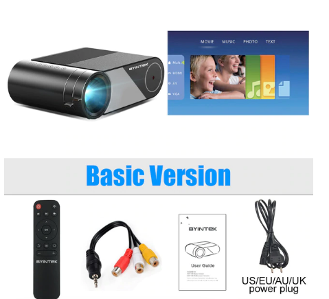 BYINTEK K9 Mini 1280x720P Portable Video Beamer LED Projector Proyector for 1080P 3D 4K Cinema(Option Multi-Screen For Iphone discountshub