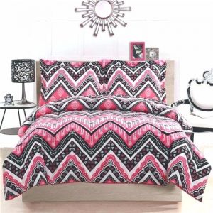 Bedding Collection Girls Zigzag Duvet - Black, White & Pink - Clearance Sale discountshub
