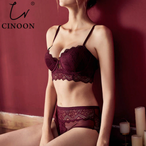 CINOON New Top Sexy Underwear Set Push-up Bra And Panty Sets Hollow Brassiere Gather Sexy Bra Embroidery Lace Lingerie Set discountshub