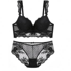 CINOON New Women's underwear Set Sexy Push-up Bra And Panty Sets Hollow Brassiere Gather Sexy Bra Embroidery Lace Lingerie Set discountshub