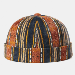 Corduroy Brimless Skull Cap Stripe Multicolor Customized Hats discountshub