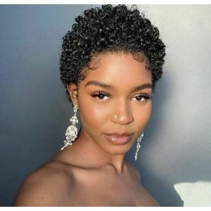 Curly Natural Short Hair Wig - Black discountshub