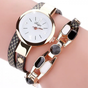 DUOYA Fashion Women's Watch Crystal Bracelet Bohemian Leather Strap Quartz Wristwatch discountshub