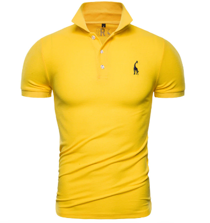 Dropshipping 2019 New Polo Shirt Men Solid Casual Cotton Polo Giraffe Men Slim Fit Embroidery Short Sleeve Men's Polo 10 Colors discountshub