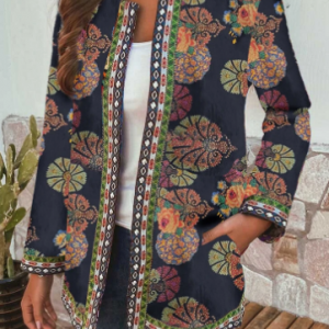 Ethnic Style Floral Print Plus Size Jackets discountshub