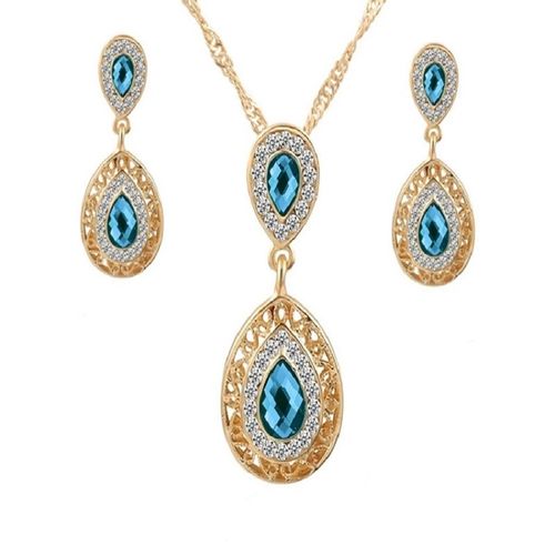 Glittering Jewellery Set - Blue And Gold discountshub