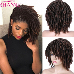 HANNE 6inches Dreadlocks Synthetic Wigs Black to Brown/99J for Black Women Twist Hair Short Curly Hair discountshub