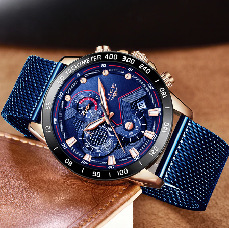 LIGE Fashion Mens Watches Top Brand Luxury WristWatch Quartz Clock Blue Watch Men Waterproof Sport Chronograph Relogio Masculino discountshub