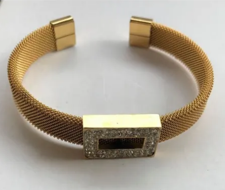Ladies Studded Mesh Bracelet - Gold discountshub