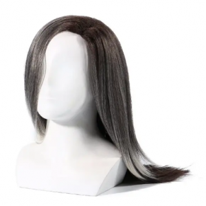 Long Straight Hair Wigs With Side Bangs High-Temperature Fiber Black Gradient Gray For Women discountshub