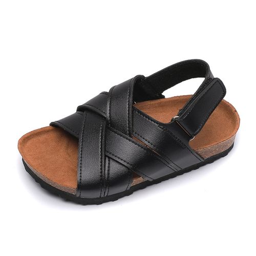 Longo Children Fashion Casual Beach Slip On Sandals-BSS5-Black discountshub