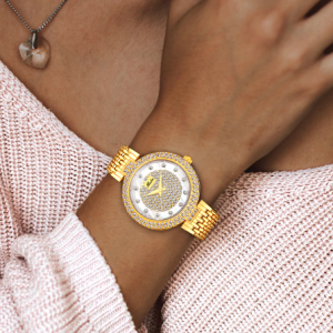 MISSFOX Women's Watches Fashion Luxury Brand Full Lab Diamond Gold Women's Wristwatch Bling Casual Ladies Quartz Watch Clock New discountshub