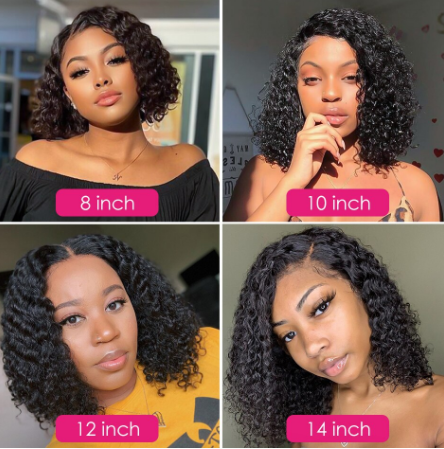 Malaysian Jerry Curly Short Bob Lace Front Human Hair Wig Pre Plucked For Black Women Glueless 13x4 Deep Wave Frontal Wig Remy discountshub