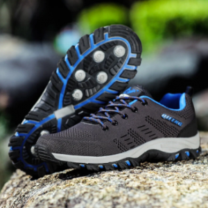 Men Breathable Lace Up Outdoor Slip Resistant Hiking Shoes discountshub