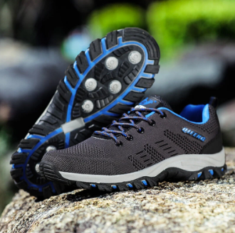 Men Breathable Lace Up Outdoor Slip Resistant Hiking Shoes discountshub