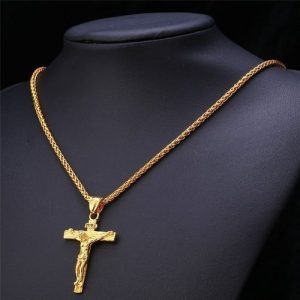 Men Gold Cross Necklace discountshub