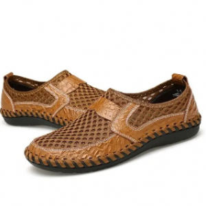 Menico Men Stitching Honeycomb Mesh Soft Loafers Breathable Outdoor Casual Shoes discountshub