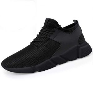 Men's Breathable Sneakers Sports Running Shoes- Black discountshub