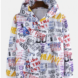 Mens Cool Abstract Graffiti Printed Streetwear Pullover Hoodies discountshub