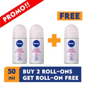 Nivea Pearl & Beauty Anti-perspirant Rollon For Women 48h - 50ml - Pack Of 2 + Free Roll-on discountshub
