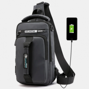 Men Nylon Waterproof Multifunction Patchwork Sling Crossbody Bag discountshub
