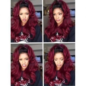 Ombre Wine Red Wigs Long Curly Burgundy Synthetic Wig discountshub