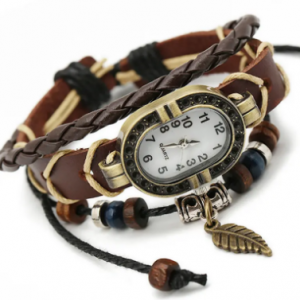 Punk Multilayer Bracelets Watches Vintage Leaf Beads Charm Pendant Mens Watches Gift for Women discountshub