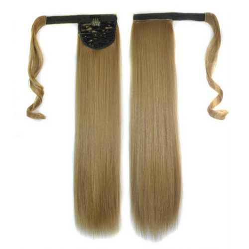 Real New Clip In Human Hair Extension Straight Pony Tail Wrap Around Ponytail discountshub