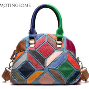 Rerto Patchwork Style Genuine Leather Women Handbag 100% Real Natural Leather Women Handbag Luxury Shoulder Crossbody Bag 2020 discountshub