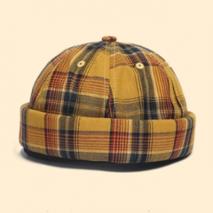 Skull Cap Dome Cap Innocent Plaid Sailor Cap Street Trends Melon Stripe Brimless Hats discountshub